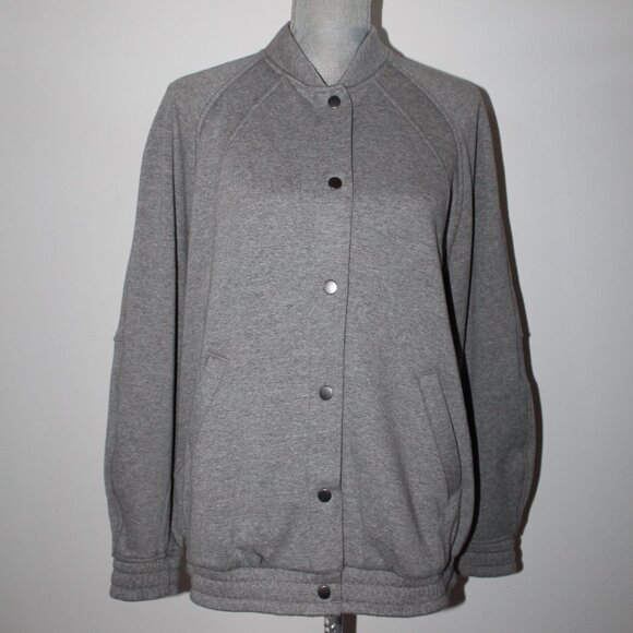 NWT Lululemon Scuba Oversized Varsity Jacket Plush HMDG Gray Snap Front M/L - Picture 2 of 9